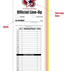 Texas Bat Company Custom Line Up Cards (13 Player - 10 Sub) Coaches Corner